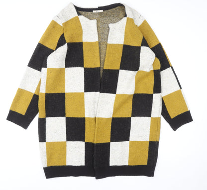 Tu Women Mustard Black Check Cardigan L Acrylic Blend Casual