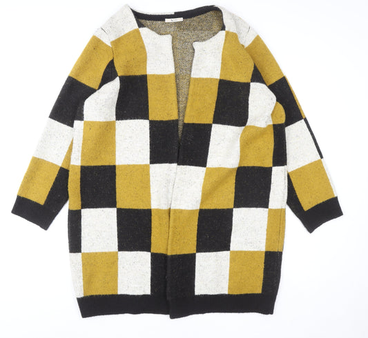 Tu Women Mustard Black Check Cardigan L Acrylic Blend Casual