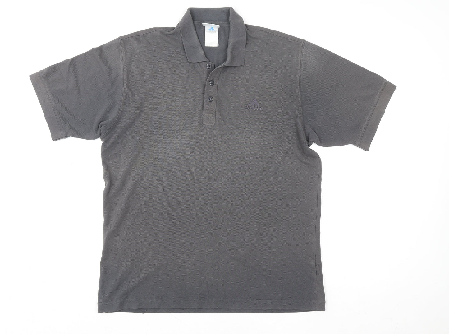 Adidas Men's Grey Cotton Blend Short Sleeve Polo Shirt L