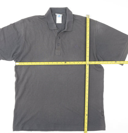 Adidas Men's Grey Cotton Blend Short Sleeve Polo Shirt L