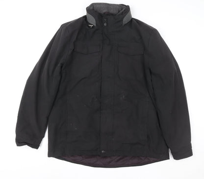 Atlantic Bay Men's Black L Parka Jacket Quilted Lined Stand Collar