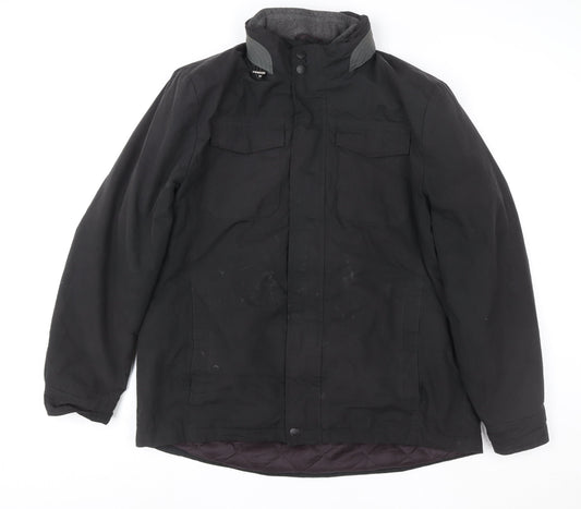 Atlantic Bay Men's Black L Parka Jacket Quilted Lined Stand Collar