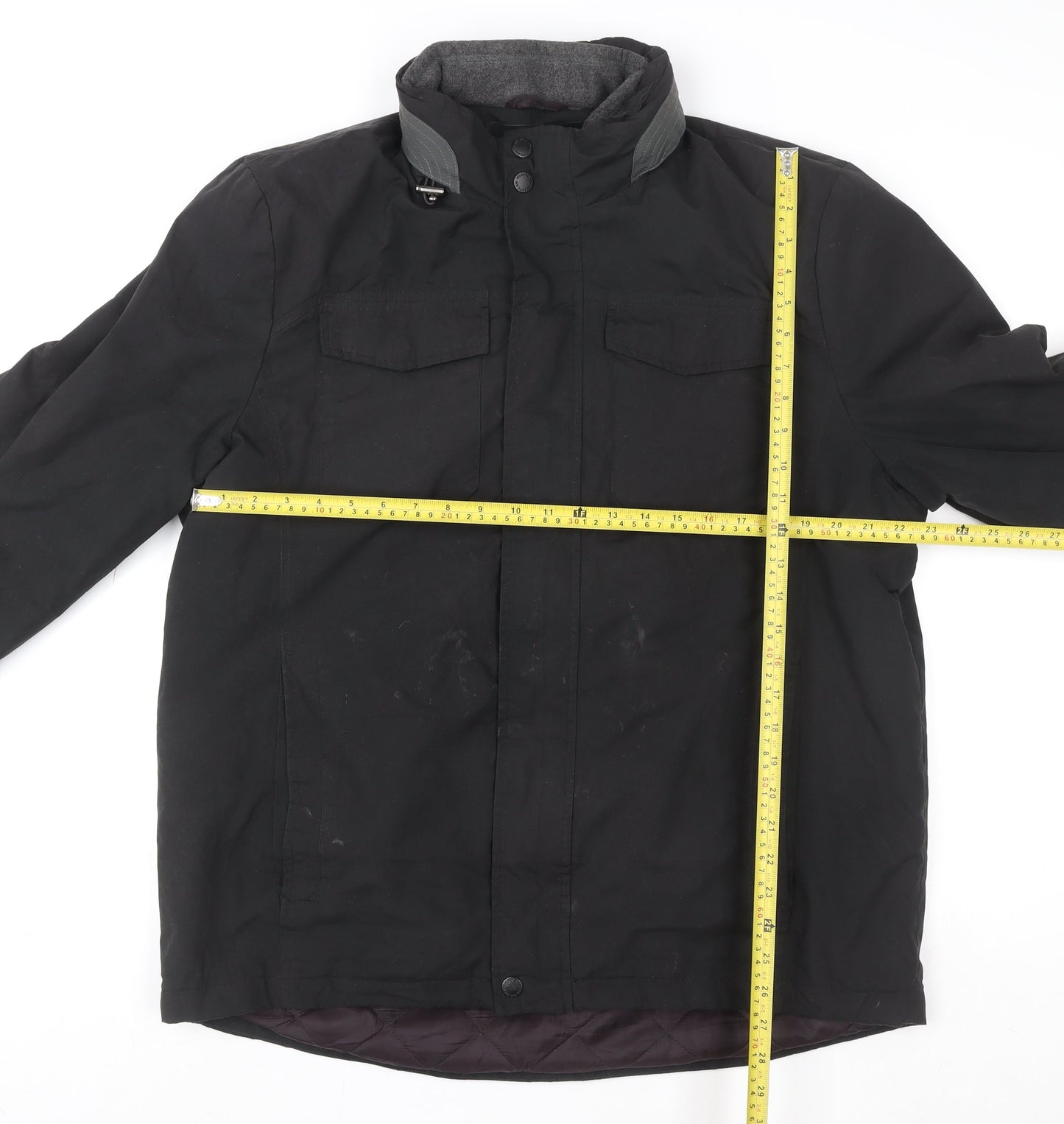 Atlantic Bay Men's Black L Parka Jacket Quilted Lined Stand Collar