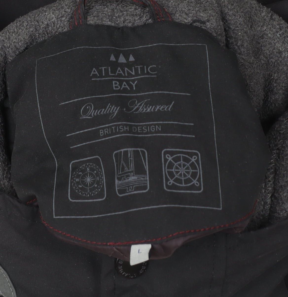 Atlantic Bay Men's Black L Parka Jacket Quilted Lined Stand Collar