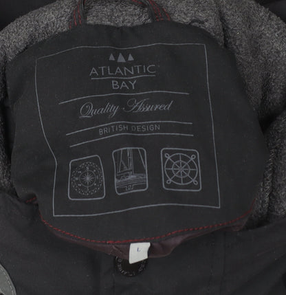 Atlantic Bay Men's Black L Parka Jacket Quilted Lined Stand Collar