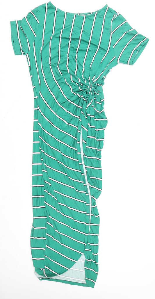 Dorothy Perkins Women’s Green Striped Bodycon Maxi Dress Size 16
