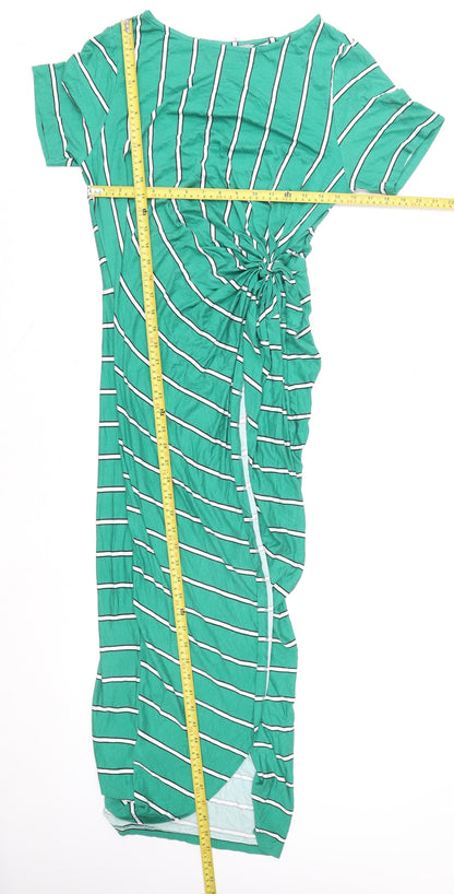 Dorothy Perkins Women’s Green Striped Bodycon Maxi Dress Size 16