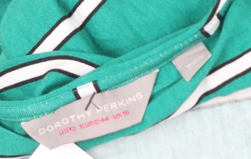 Dorothy Perkins Women’s Green Striped Bodycon Maxi Dress Size 16