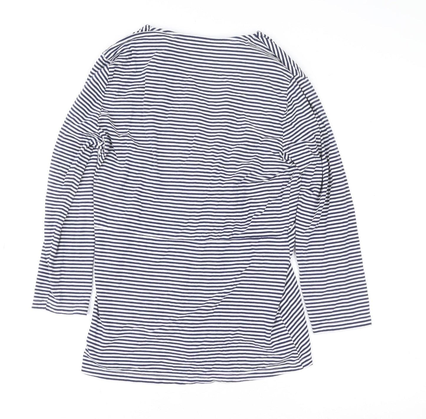 Lands’ End Women’s Blue Striped Wrap Jersey Long Sleeve Top UK 10