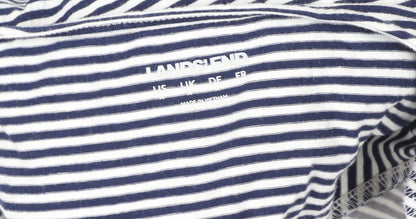 Lands’ End Women’s Blue Striped Wrap Jersey Long Sleeve Top UK 10