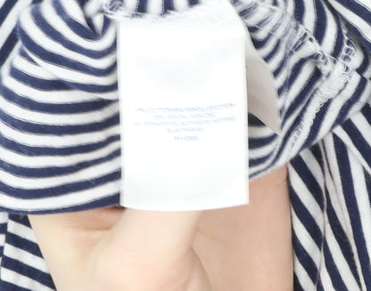 Lands’ End Women’s Blue Striped Wrap Jersey Long Sleeve Top UK 10