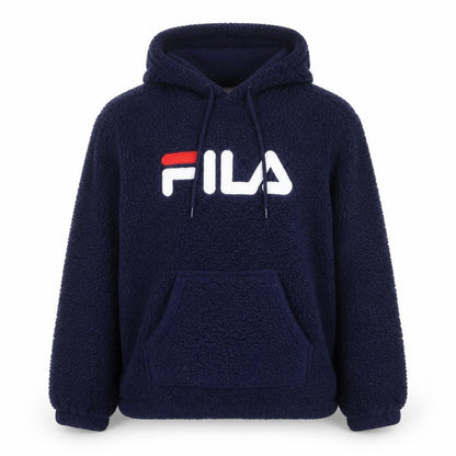 Fila Womens Navy Blue Hooded Pullover Fleece Sweatshirt Size L