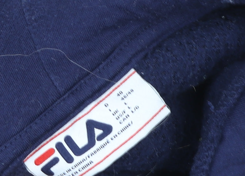 FILA Womens Navy Blue Hooded Pullover Fleece Sweatshirt Size L