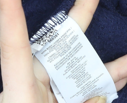 FILA Womens Navy Blue Hooded Pullover Fleece Sweatshirt Size L