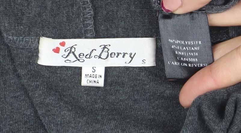 Womens UK Size S Red Berry Grey Cardigan Jumper