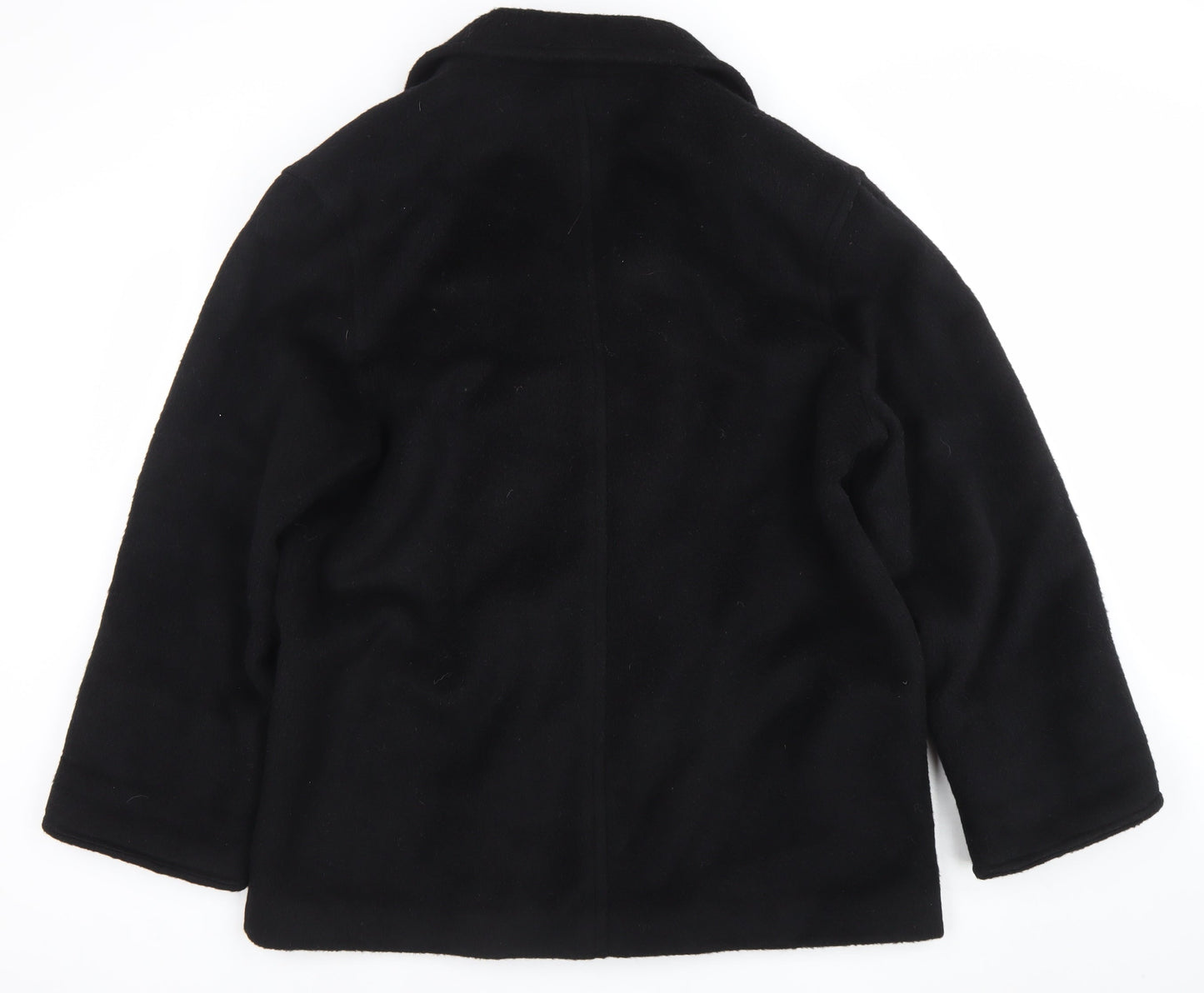 Alexon Women's Black Wool Alpaca Mohair Pea Coat Size 14 Classic Style