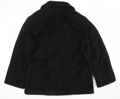 Alexon Women's Black Wool Alpaca Mohair Pea Coat Size 14 Classic Style