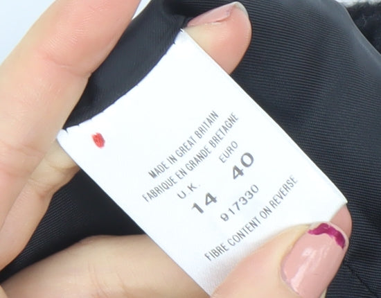 Alexon Women's Black Wool Alpaca Mohair Pea Coat Size 14 Classic Style