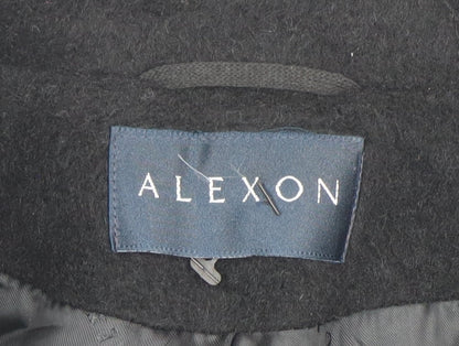 Alexon Women's Black Wool Alpaca Mohair Pea Coat Size 14 Classic Style