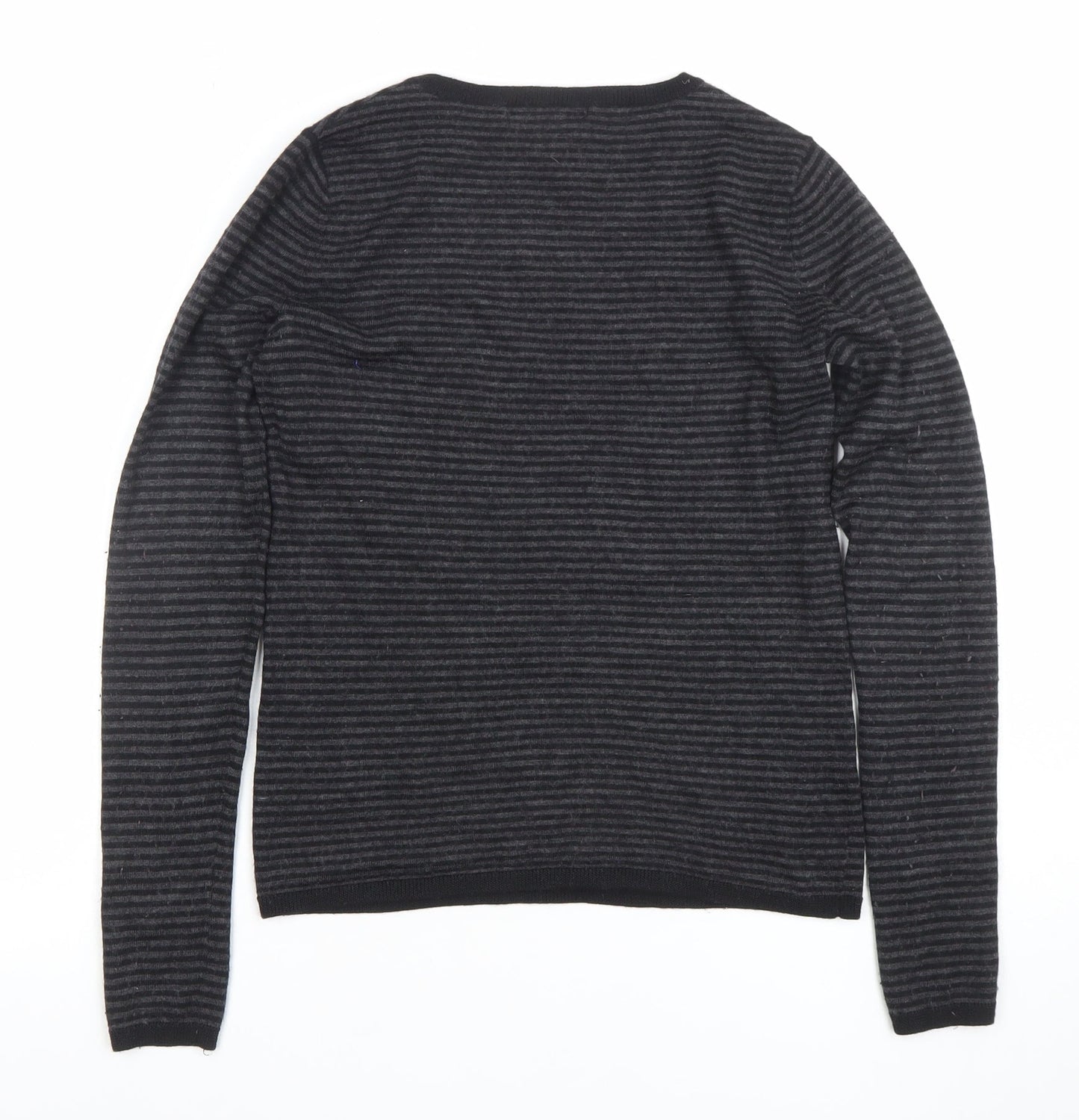 Calvin Klein Jeans Women's Grey Striped Wool Pullover Jumper Size S