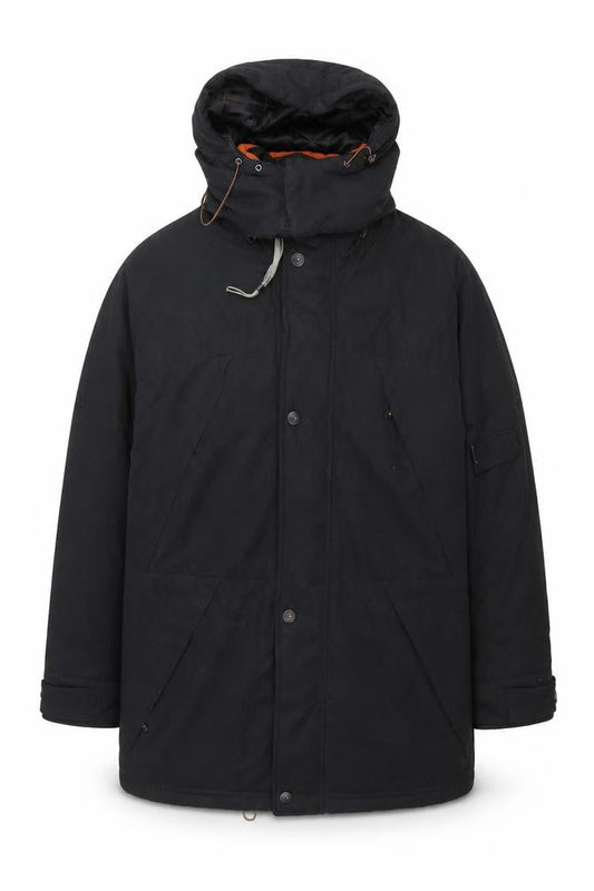 Bush Men's Black Hooded Parka Jacket Size 38 Regular Winter Coat