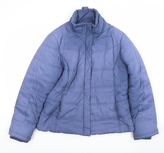 Jaeger Women's Blue Size 16 Puffer Jacket Mid-Length Quilted Coat