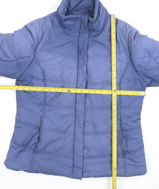 Jaeger Women's Blue Size 16 Puffer Jacket Mid-Length Quilted Coat