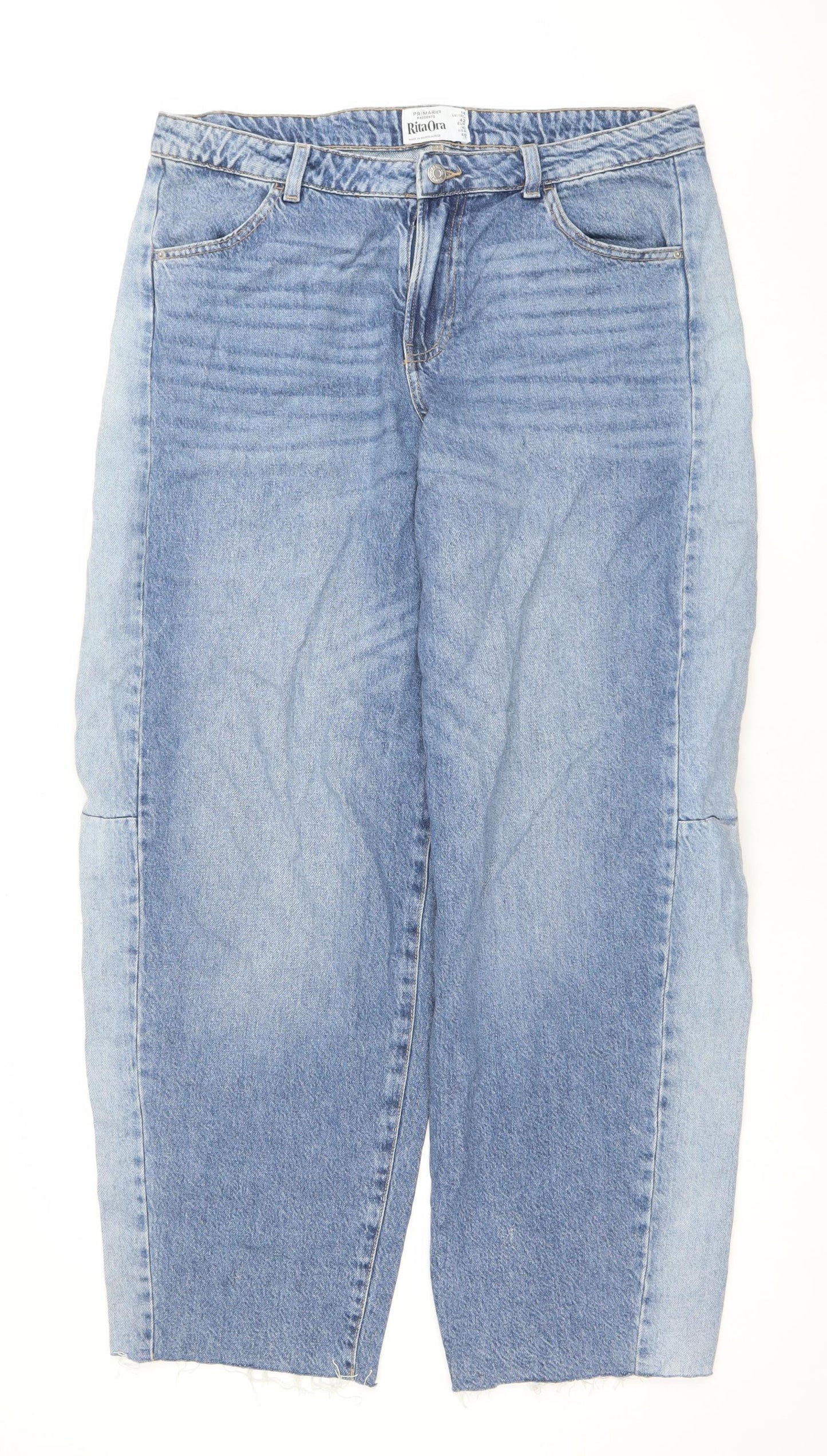 Primark Women Blue Size 14 Cropped Relaxed Denim Jeans