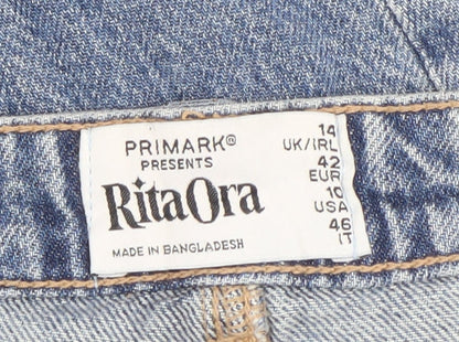 Primark Women Blue Size 14 Cropped Relaxed Denim Jeans