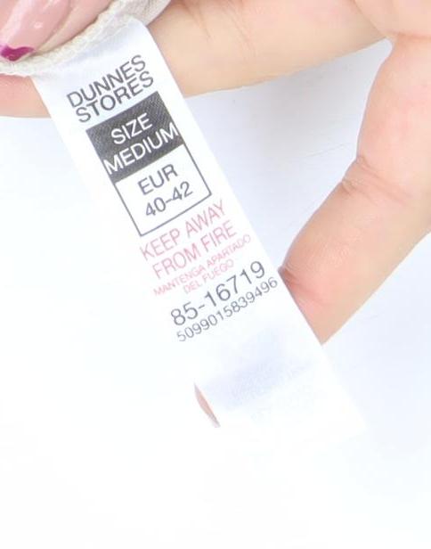 Dunnes Stores Women Beige Wide-Leg Trousers Size M Elastic Waist