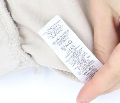 Dunnes Stores Women Beige Wide-Leg Trousers Size M Elastic Waist