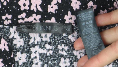Dunnes Women’s Black Floral A-Line Ruched Knee Length Dress XS