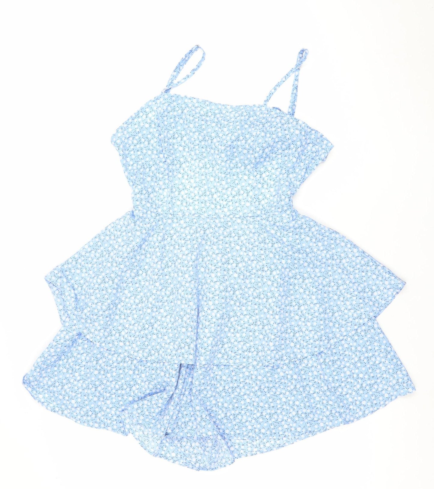 SHEIN Women Blue Floral Sleeveless Playsuit Size S 100% Polyester