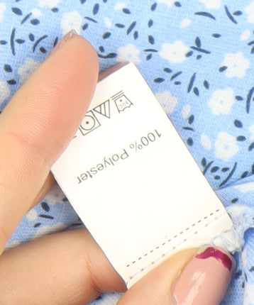 SHEIN Women Blue Floral Sleeveless Playsuit Size S 100% Polyester