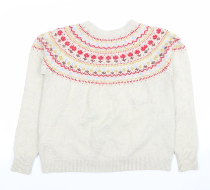 Levi's Womens Ivory Fair Isle Wool Blend Crew Neck Jumper Size S