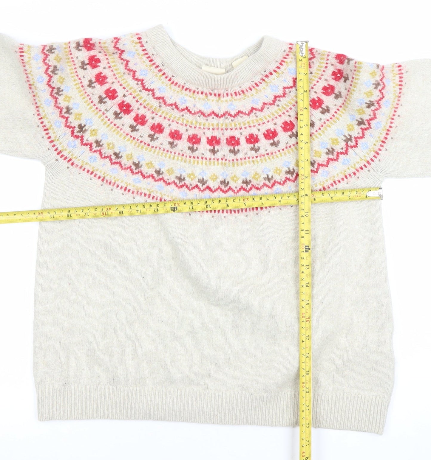 Levi's Womens Ivory Fair Isle Wool Blend Crew Neck Jumper Size S