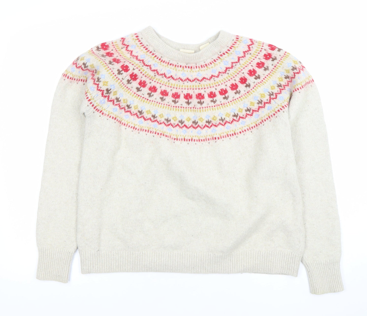 Levi's Womens Ivory Fair Isle Wool Blend Crew Neck Jumper Size S