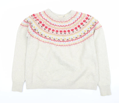 Levi's Womens Ivory Fair Isle Wool Blend Crew Neck Jumper Size S
