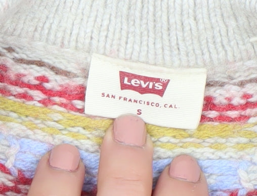 Levi's Womens Ivory Fair Isle Wool Blend Crew Neck Jumper Size S