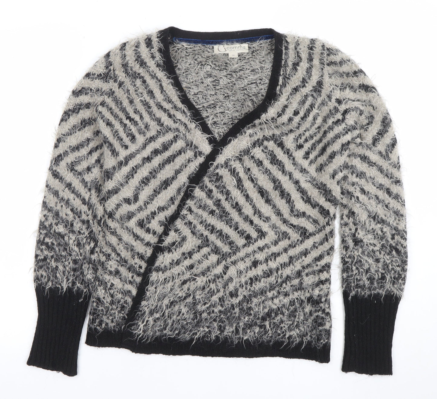 Womens UK Size 8 Comma Black Cardigan Jumper