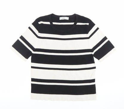 Womens UK Size L Zara Black Basic T-Shirt