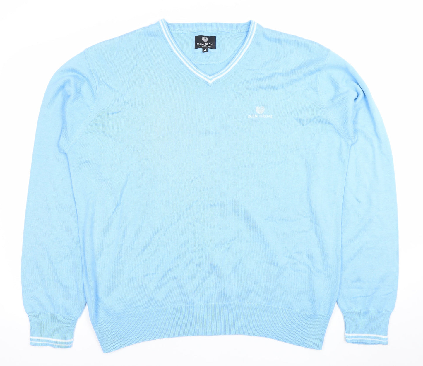 Palm Grove Men's Blue XL V-Neck Cotton Acrylic Golf Jumper