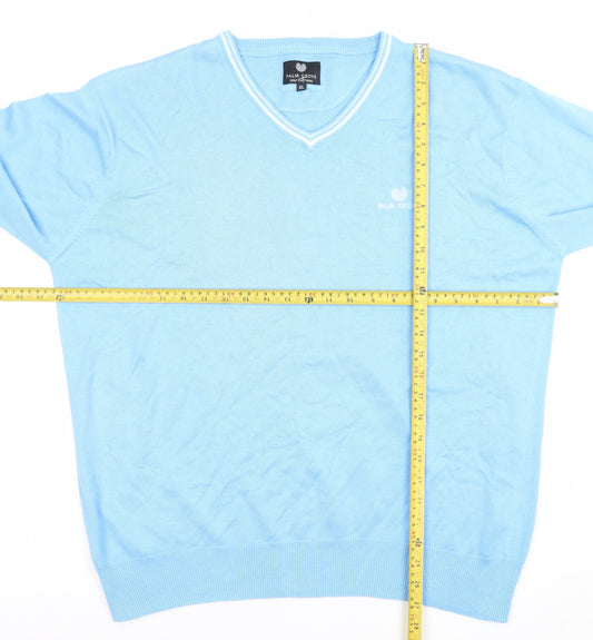 Palm Grove Men's Blue XL V-Neck Cotton Acrylic Golf Jumper
