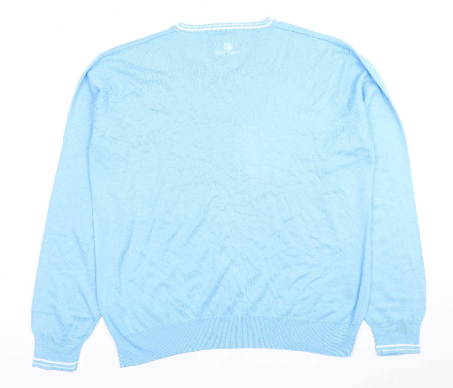 Palm Grove Men's Blue XL V-Neck Cotton Acrylic Golf Jumper