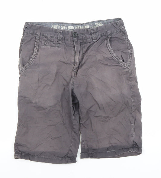 Red Herring Men's Grey Chino Shorts Size 30 Regular Fit Cotton