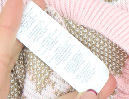 Boohoo Women Pink Gingerbread Crew Neck Jumper UK 14 Christmas Knit