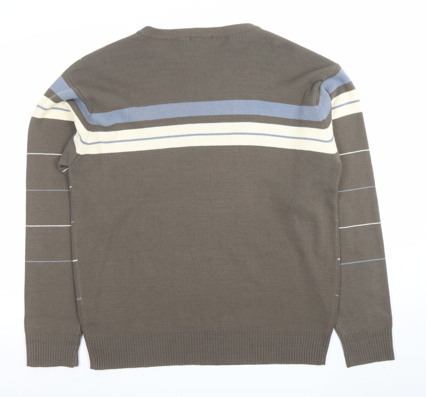 GINAARTI Men's Brown Check Acrylic Pullover Jumper Size L