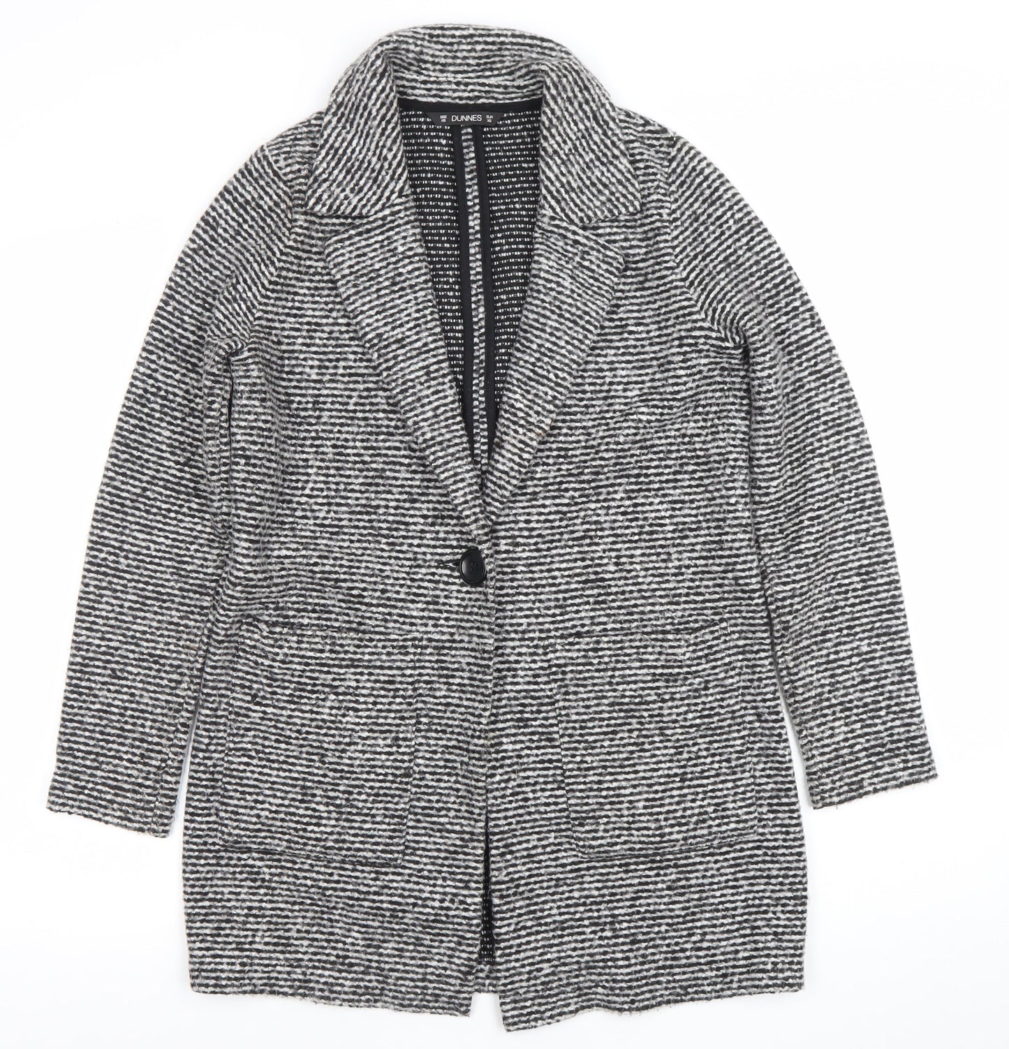 Womens UK Size S Dunnes Stores Black Overcoat