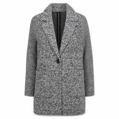 Dunnes Women's Black Striped Wool Blend Mid-Length Coatigan S