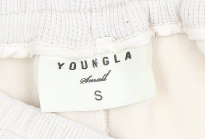 Womens UK Size S YoungLA Relaxed Fit Jogger Beige Trousers